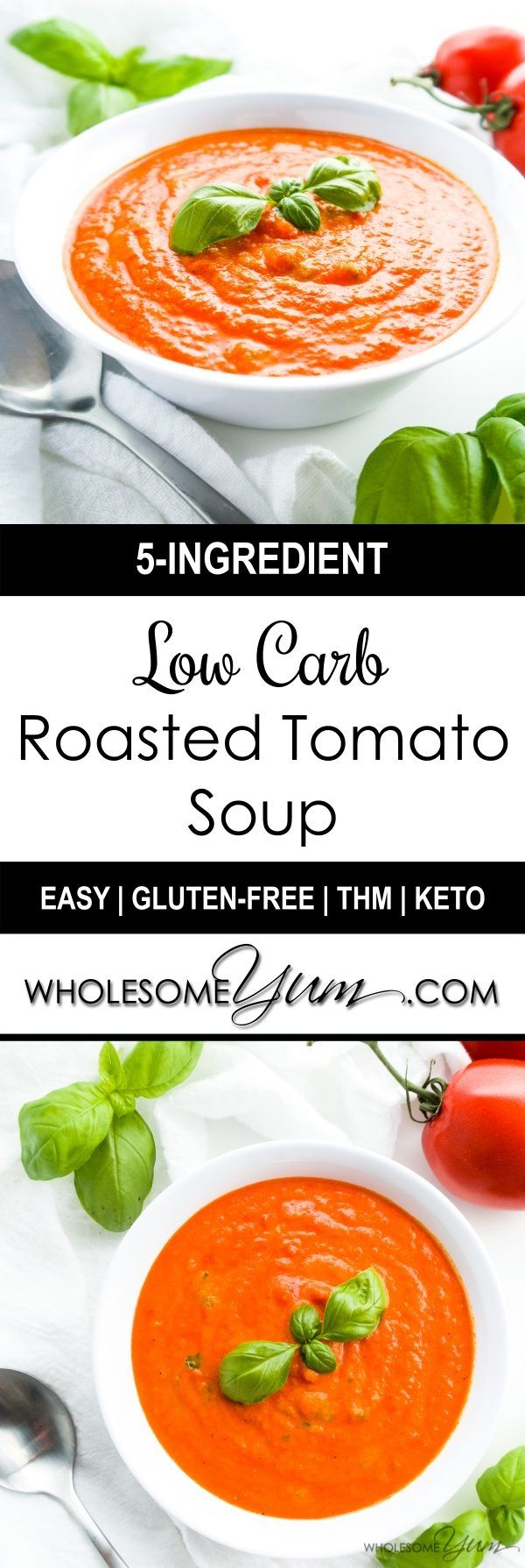 5-Ingredient Roasted Tomato Soup (Low Carb, Gluten-free