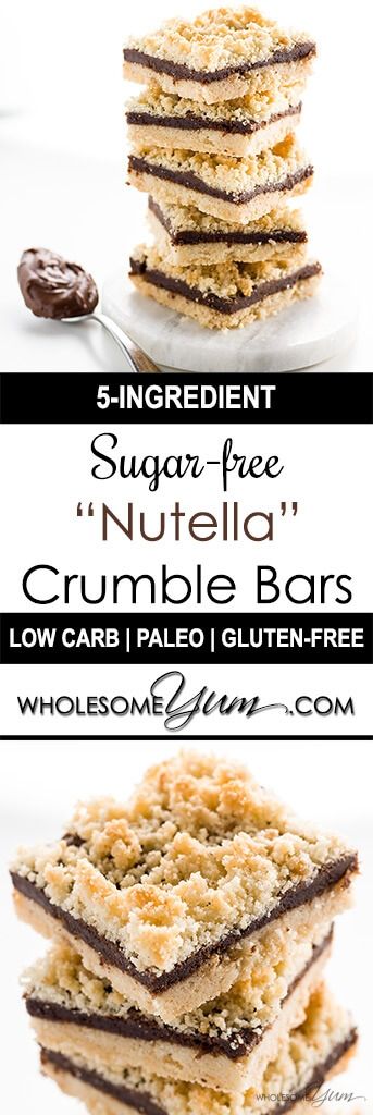 5-Ingredient Sugar-free Nutella Bars (Low Carb, Paleo