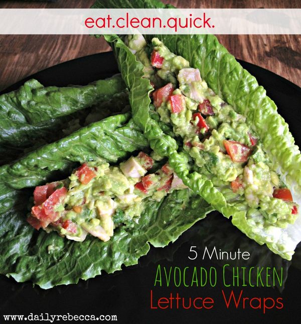 5 Minute Avocado Chicken Lettuce Wraps