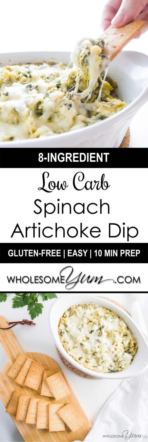 8-Ingredient Spinach Artichoke Dip (Low Carb, Gluten-free