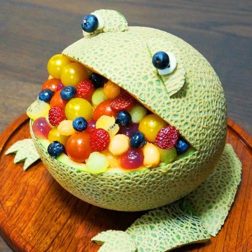 A Hungry Frog-Shaped Melon Bowl Dessert