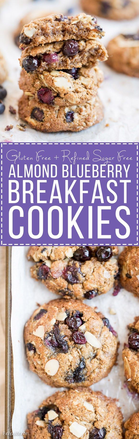 Almond Blueberry Breakfast Cookies (Gluten Free + Refined Sugar Free