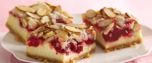 Almond Streusel-Cherry Cheesecake Bars