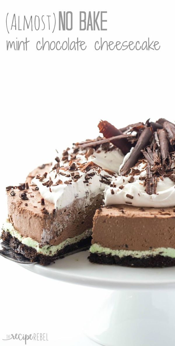 Almost No Bake Mint Chocolate Cheesecake