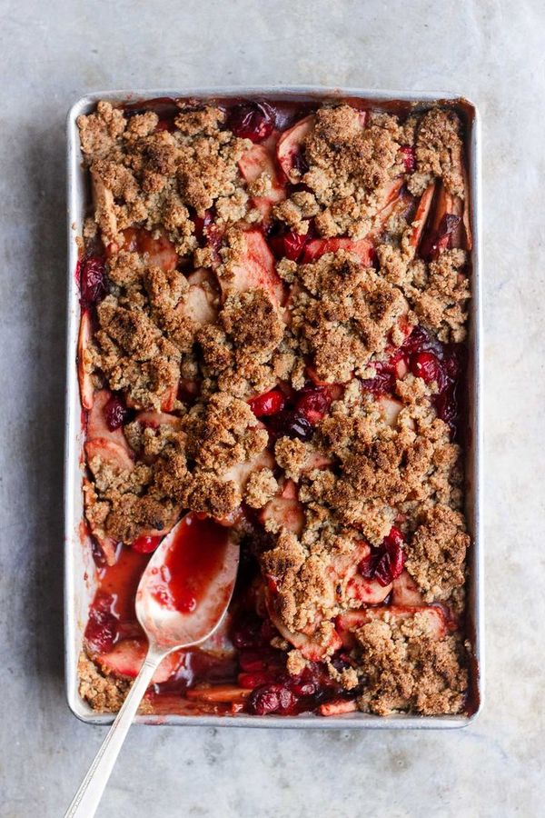 Apple Cranberry Crisp with White Wine + Olive Oil