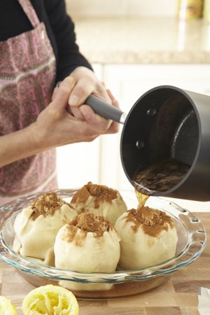 Apple Dumplings with Cinnamon Caramel Sauce