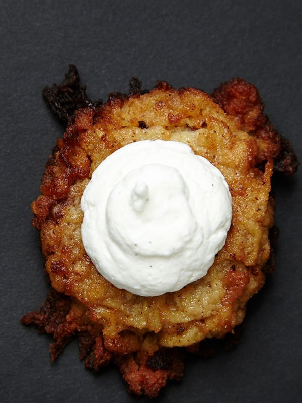 Apple Pie Latkes with Vanilla Cream