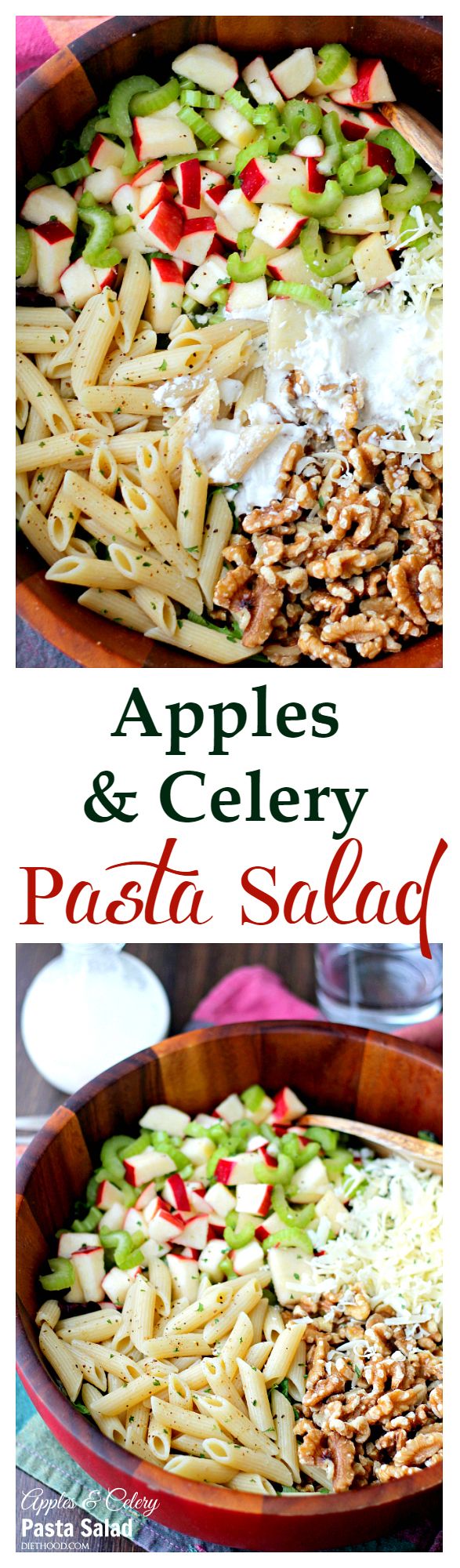 Apples and Celery Pasta Salad with Light Caesar Dressing