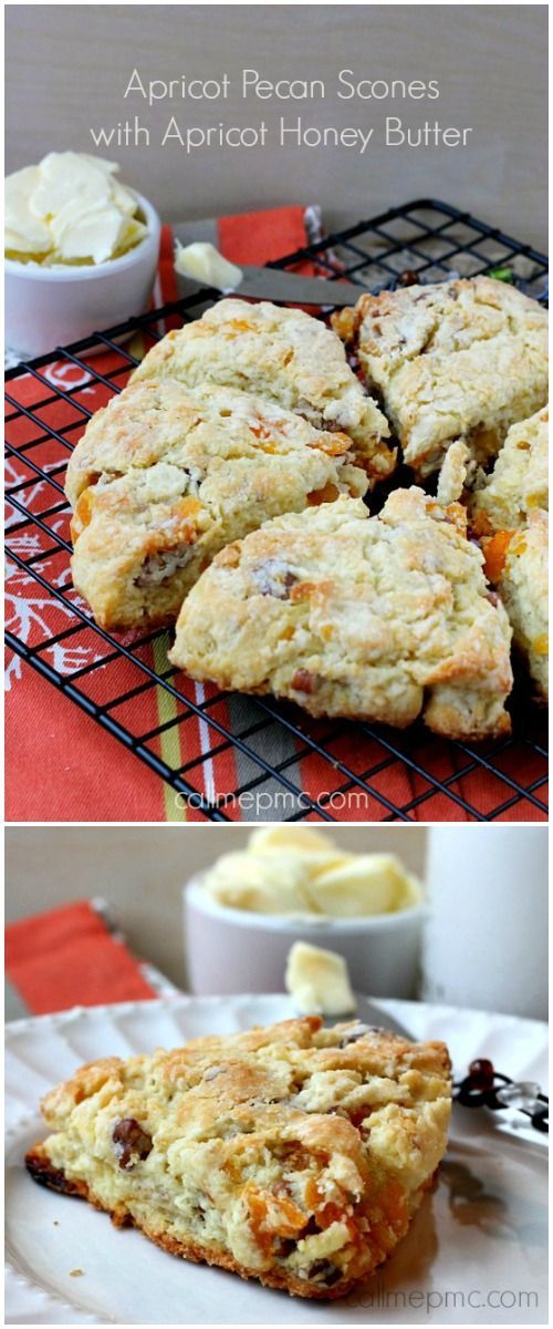 Apricot Pecan Scones with Apricot Honey Butter