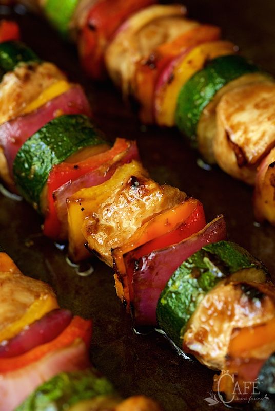 Asian Barbecued Chicken and Veggie Skewers