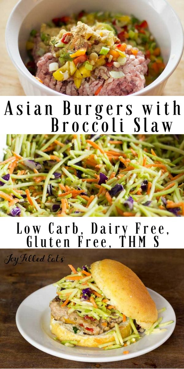 Asian Burgers with Broccoli Slaw – Low Carb, THM