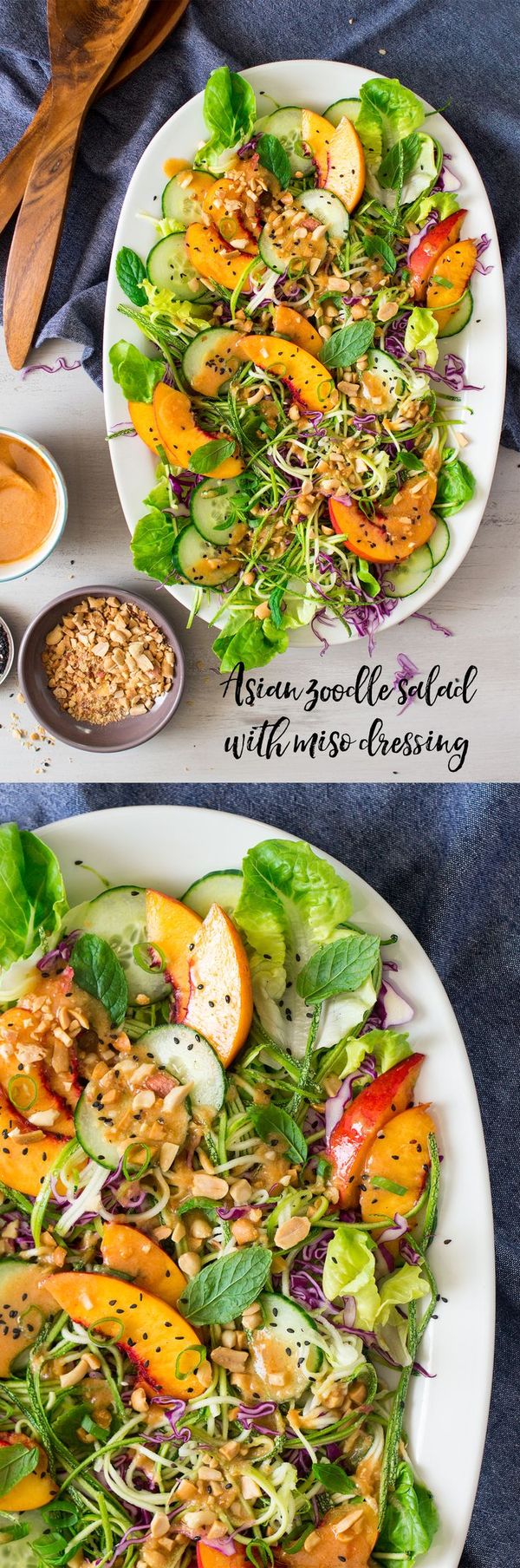 Asian zucchini noodle salad with vegan miso dressing