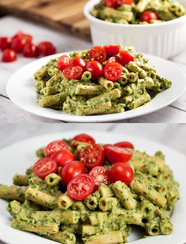 Avocado Cream Penne with Herbs (Vegan, Gluten Free