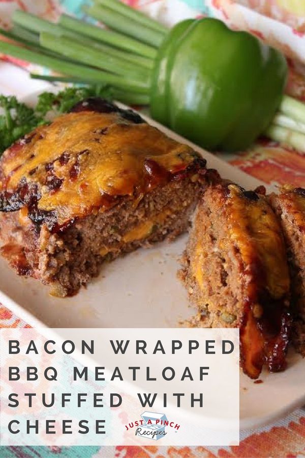 Bacon Wrapped BBQ Meatloaf Stuffed with Cheese