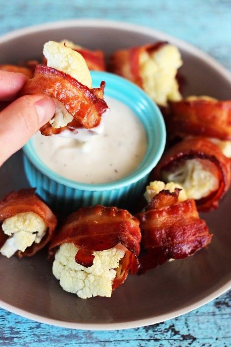 Bacon Wrapped Cauliflower Bites