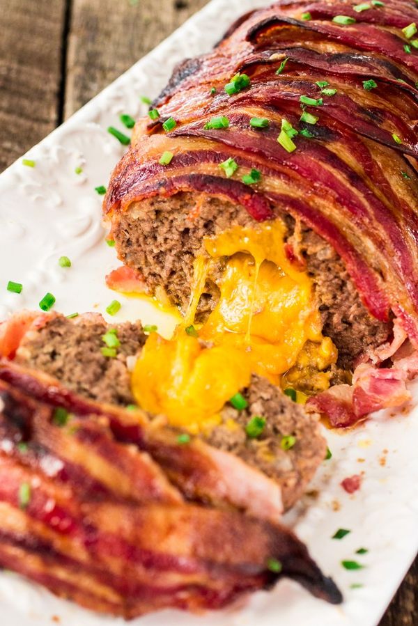 Bacon Wrapped Cheese Stuffed Meatloaf