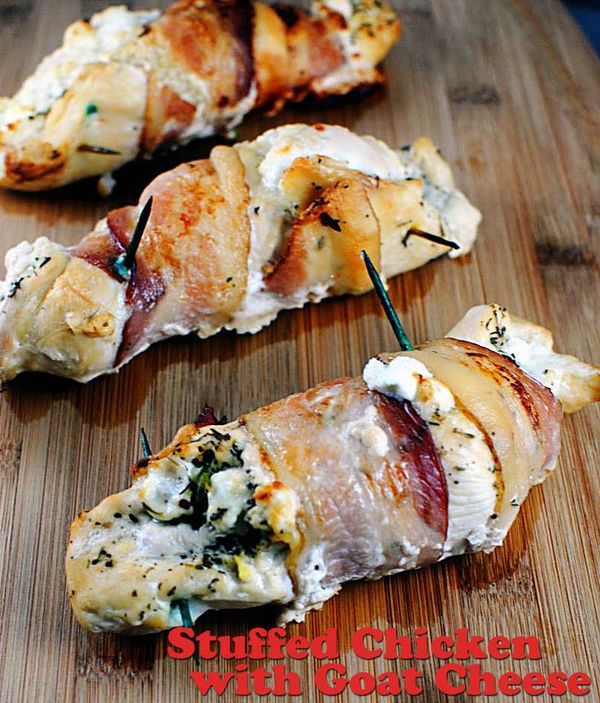 Bacon Wrapped Goat Cheese Stuffed Chicken Breasts