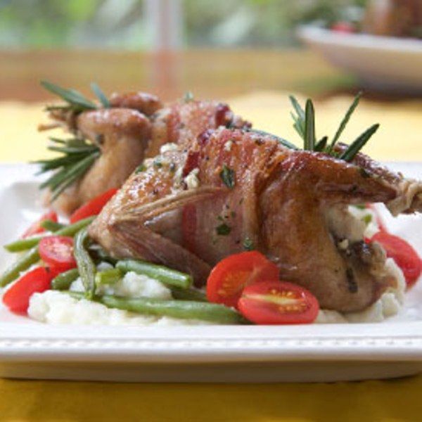 Bacon-Wrapped Quail Stuffed with Goat Cheese