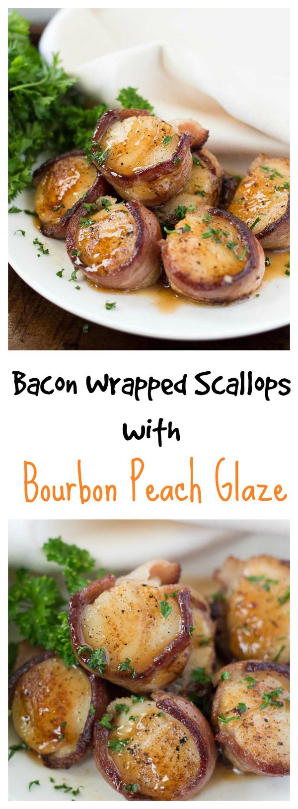 Bacon Wrapped Scallops with Bourbon Peach Glaze