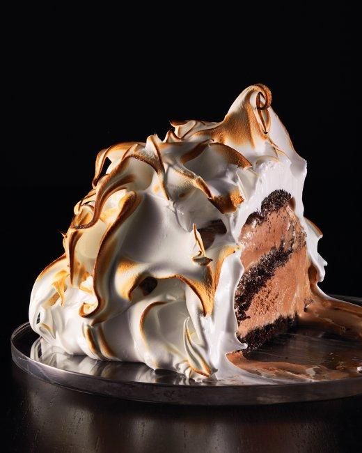 Baked Alaska with Chocolate Cake and Chocolate Ice Cream