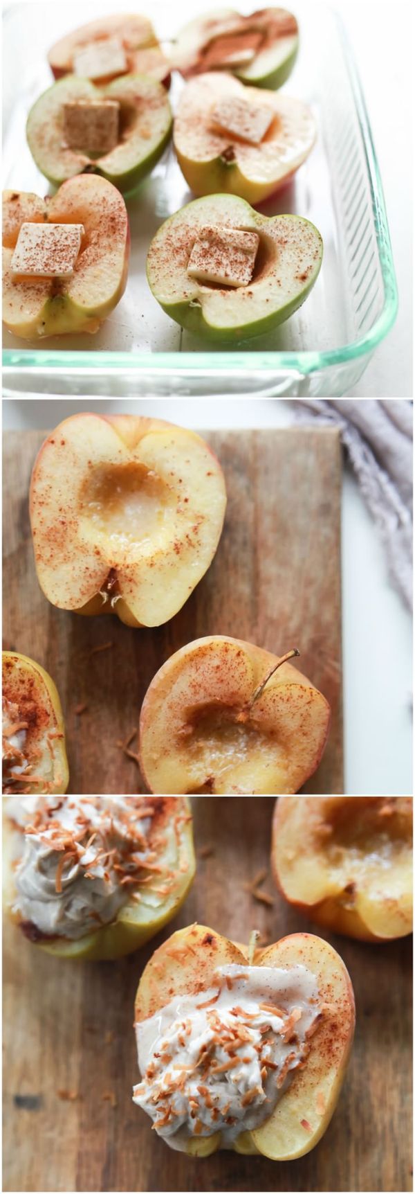 Baked Apples with Cinnamon Mascarpone + Toasted Coconut