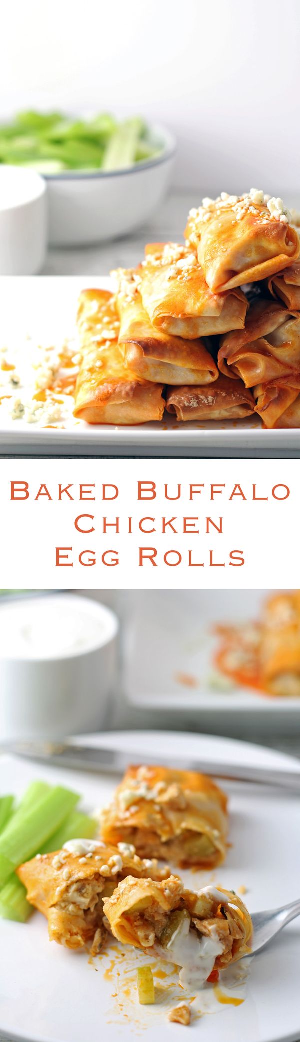 Baked Buffalo Chicken Egg Rolls