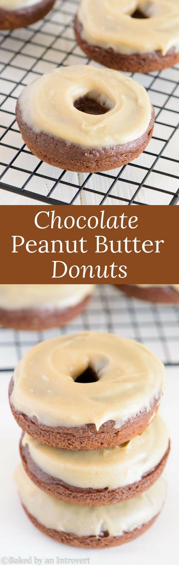 Baked Chocolate Donuts with Peanut Butter Glaze