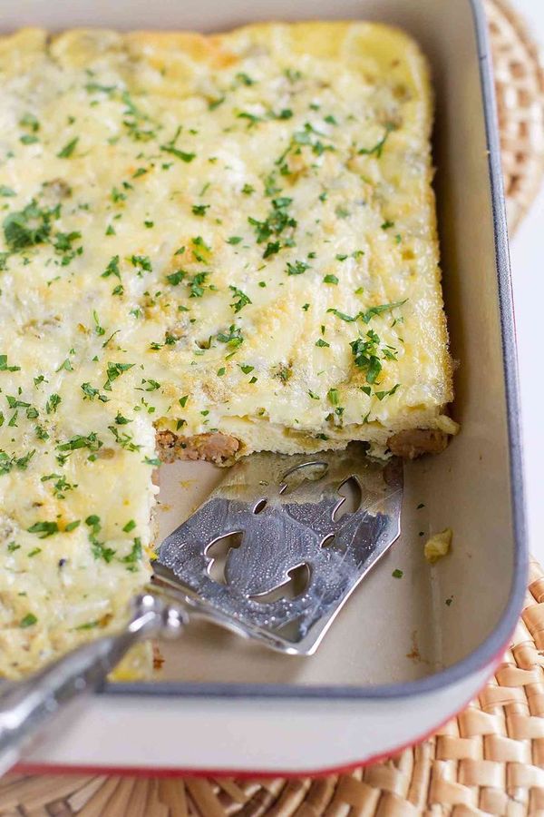 Baked Egg Sausage Casserole with Green Chiles