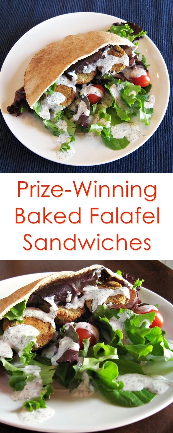 Baked Falafel Sandwiches with Creamy Yogurt Sauce