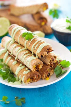 Baked Firecracker Cheesy Chicken Taquitos