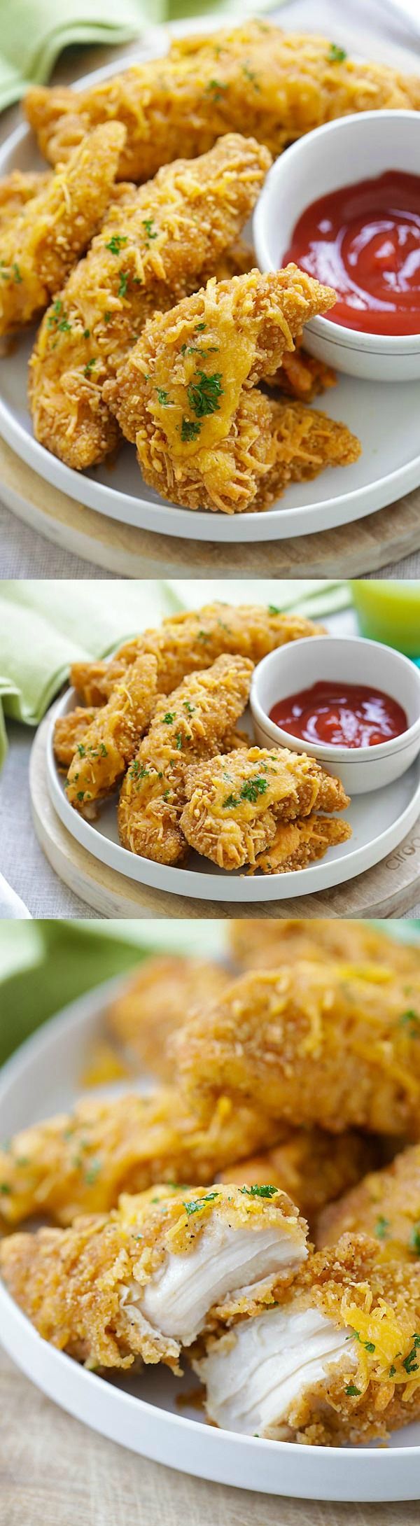 Baked Garlic Cheddar Chicken Strips