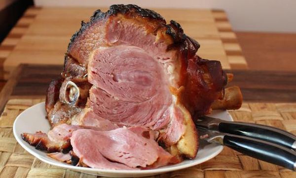 Baked Ham With a Simple Peach Mustard Glaze