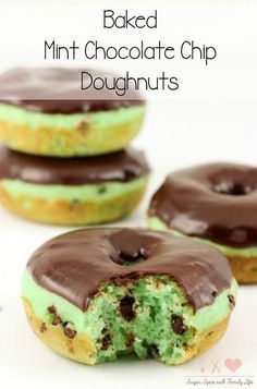 Baked Mint Chocolate Chip Doughnuts