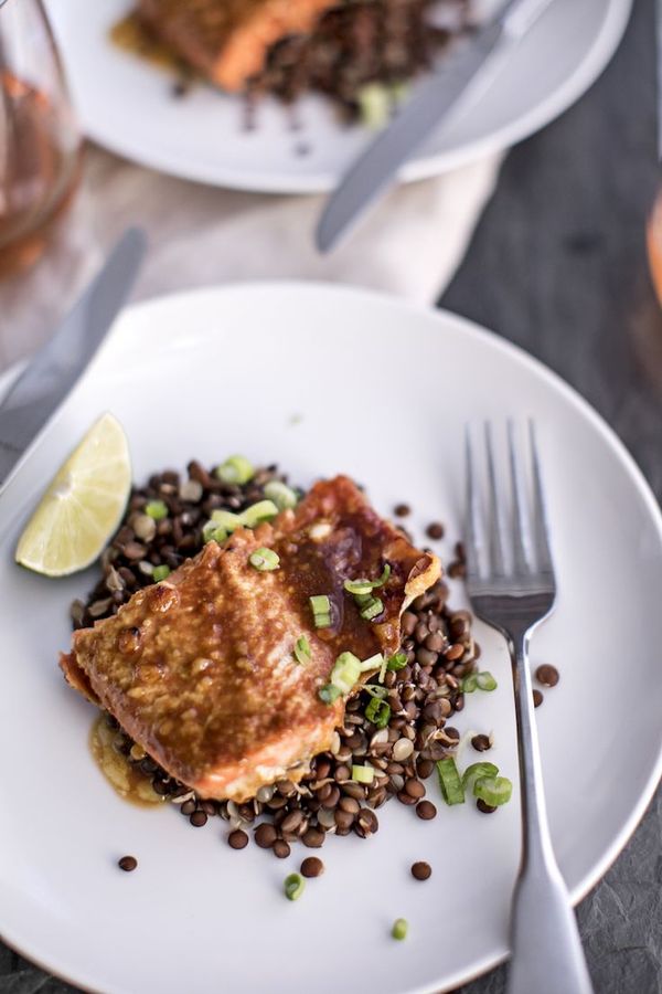 Baked Miso Salmon with Ponzu + Lentils