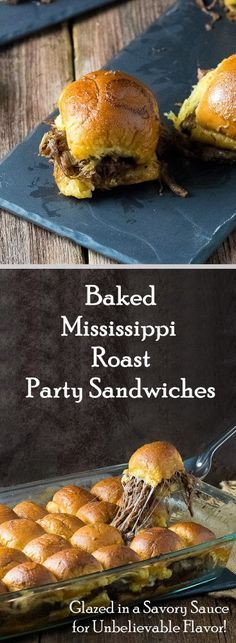 Baked Mississippi Roast Party Sandwiches