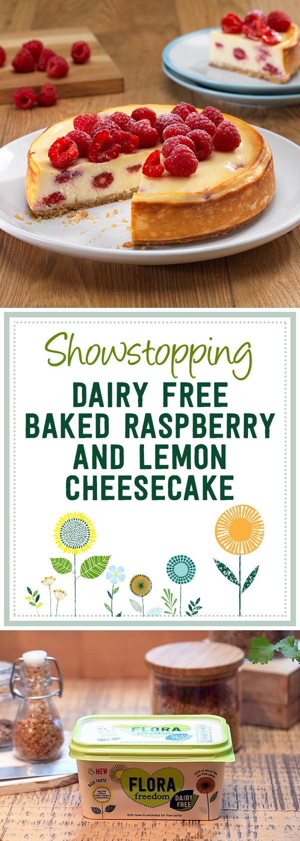 Baked Raspberry and Lemon Dairy-Free Cheesecake