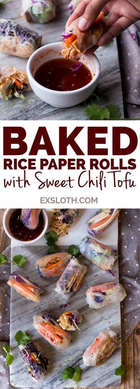 Baked Rice Paper Rolls with Sweet Chili Tofu