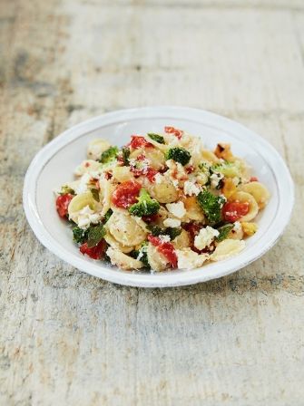 Baked ricotta & tomato orecchiette with broccoli, fresh oregano & chilli