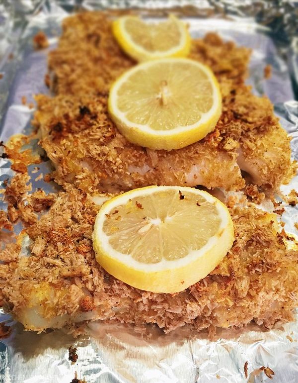 Baked Triscuit Crusted Cod