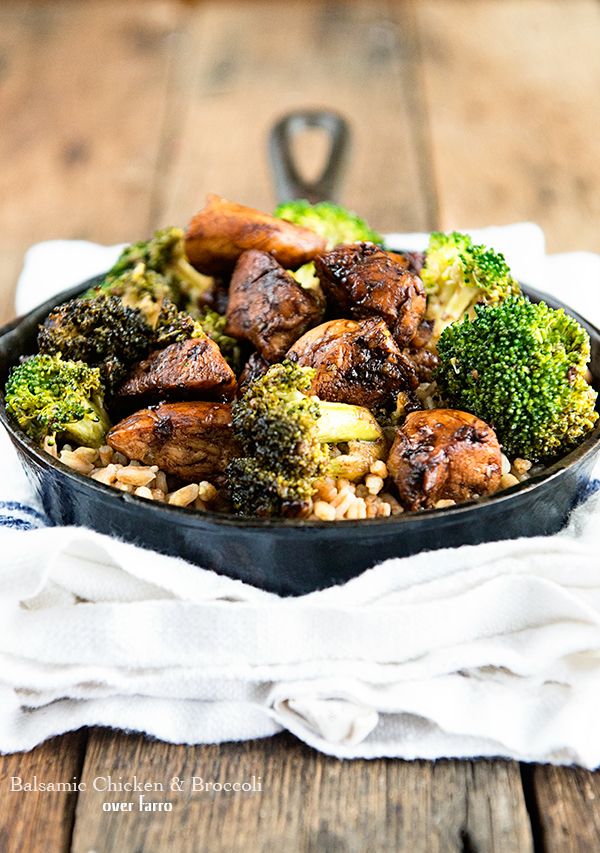 Balsamic Chicken and Broccoli Over Farro