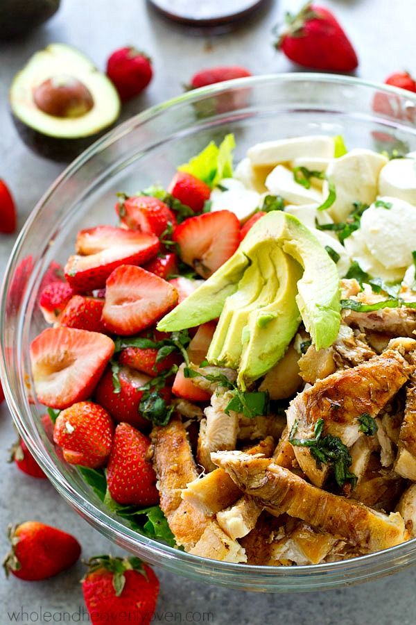 Balsamic Grilled Chicken Strawberry Caprese Salad