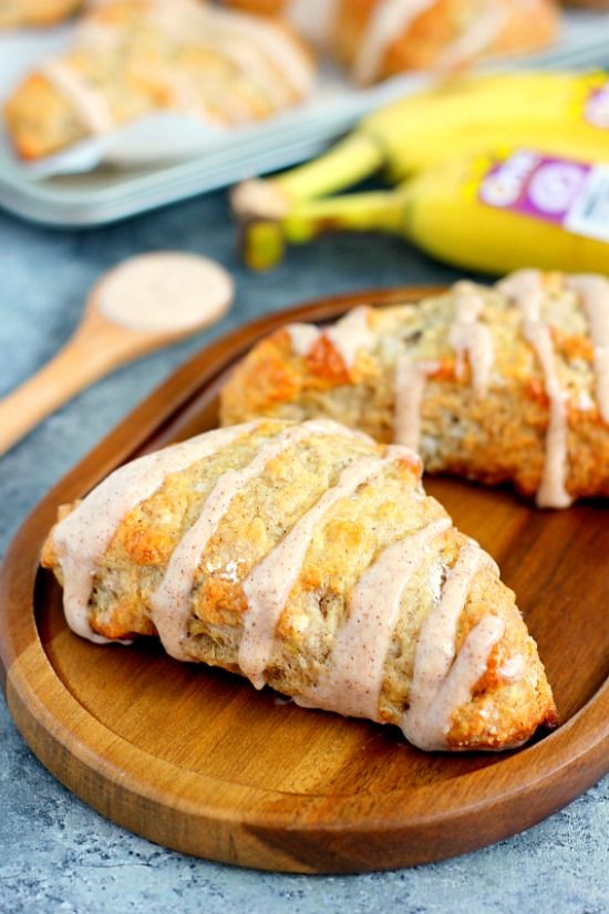 Banana Bread Scones with Cinnamon Cream Cheese Glaze