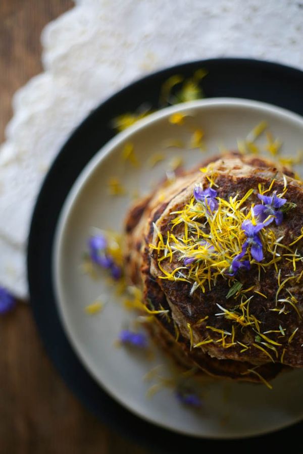 Banana Dandelion Pancakes