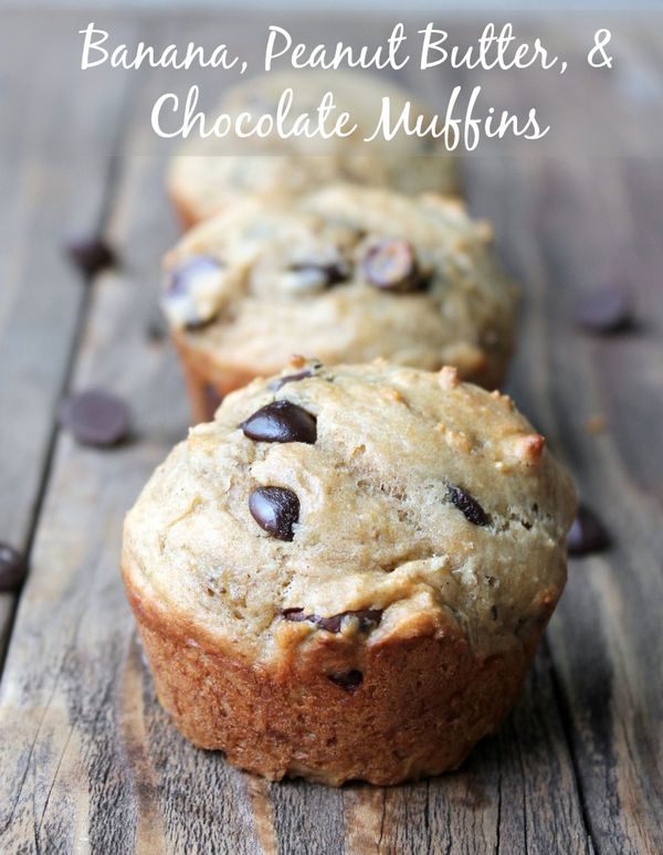 Banana, Peanut Butter, and Chocolate Muffins