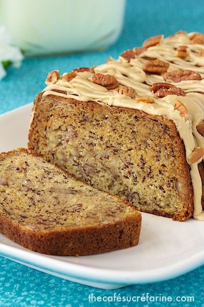 Banana Pecan Bread with Caramel Drizzle