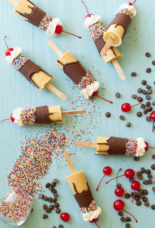 Banana Split Pudding Pops