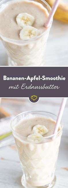 Bananen-Apfel-Smoothie mit Erdnussbutter