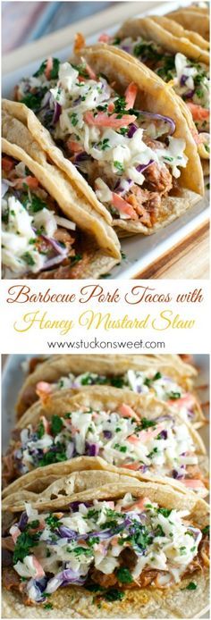 Barbecue Pork Tacos with Honey Mustard Slaw