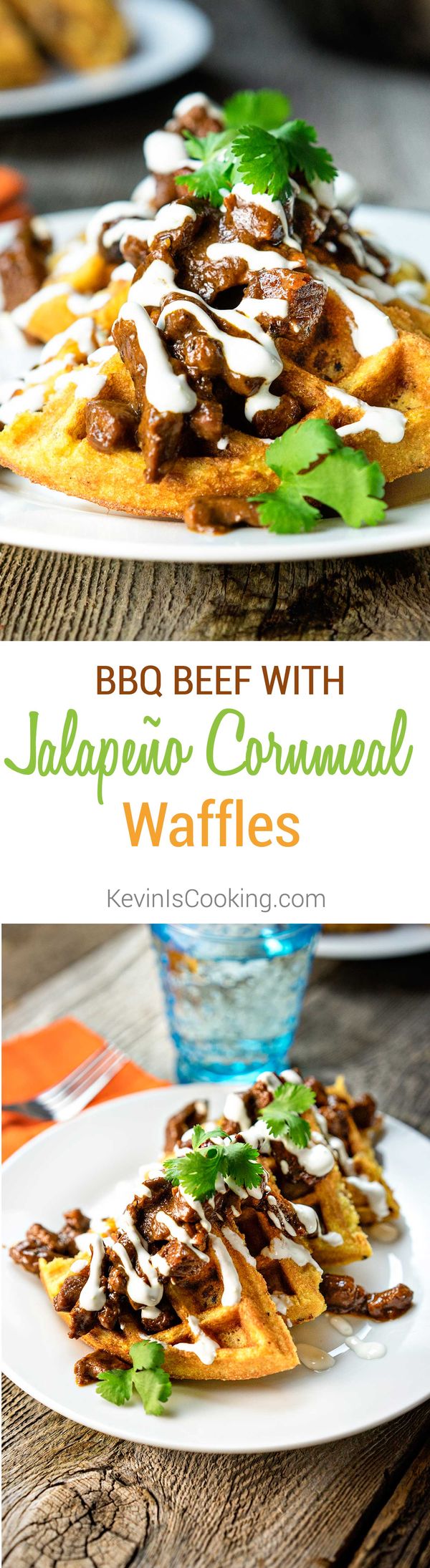 BBQ Beef with Jalapeño Cornmeal Waffles