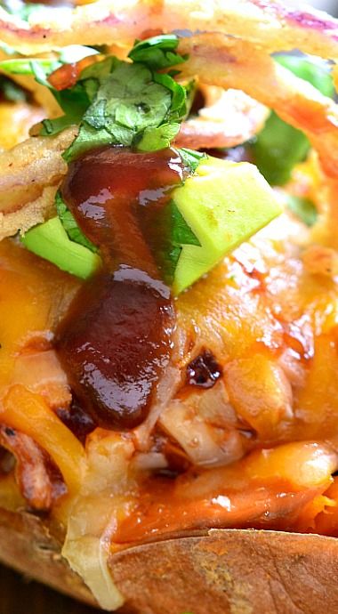 BBQ Chicken Baked Sweet Potatoes